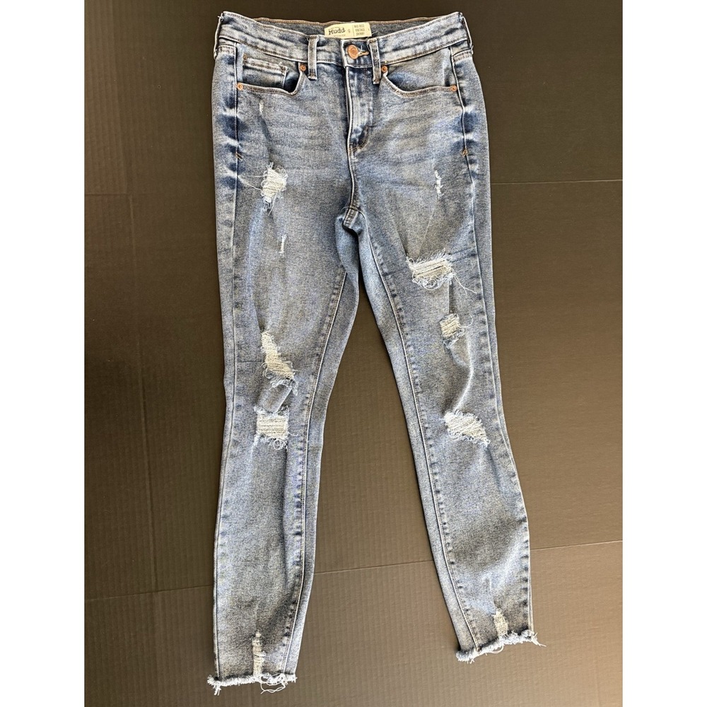 Mudd Flex Stretch Mid Rise Vintage Skinny Distressed Blue Denim Jeans Size 9